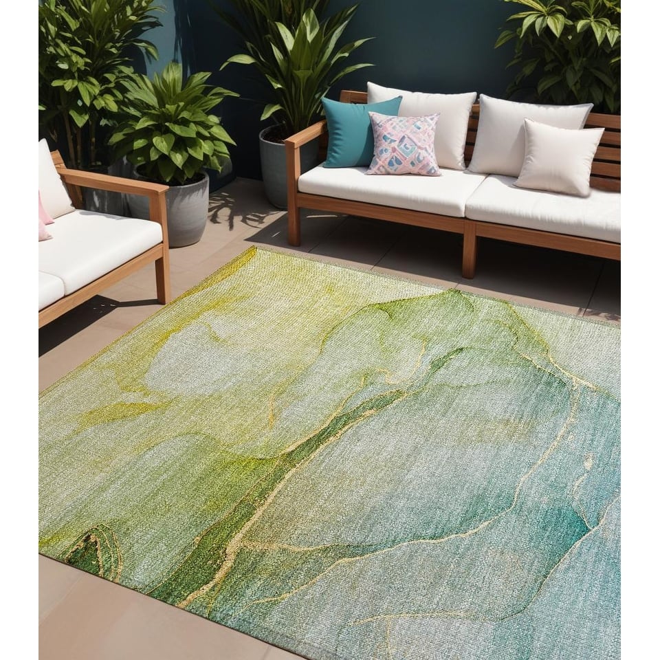 Allus Contemporary Abstract Weather Resistant Timeless Fusion Outdoor Rug