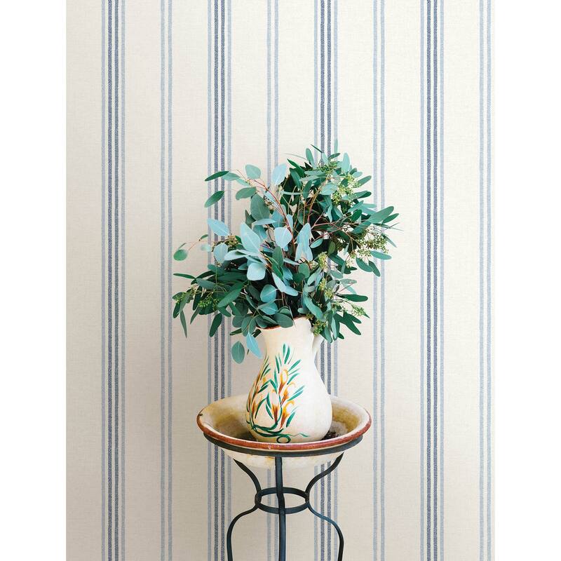 Chesapeake Lovage Blue Linen Stripe Wallpaper