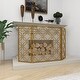 preview thumbnail 11 of 15, Gold Tin Contemporary Wood Fireplace Screen Pattern 31 x 53 x 1
