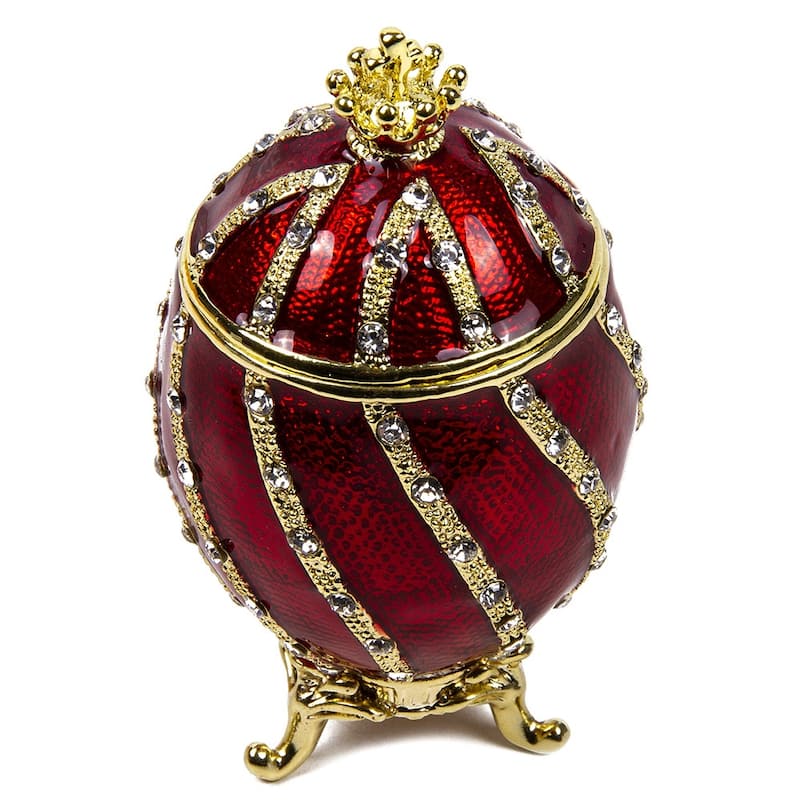 Imperial Faberge Winding with Crown Egg / Jewelry Box in Red (Small)