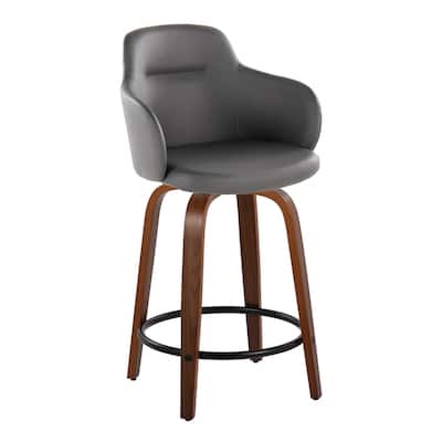 Carson Carrington Iglabo 24" Fixed-Height Counter Stool with Bent Wood Legs and Round Footrest (Set of 2)