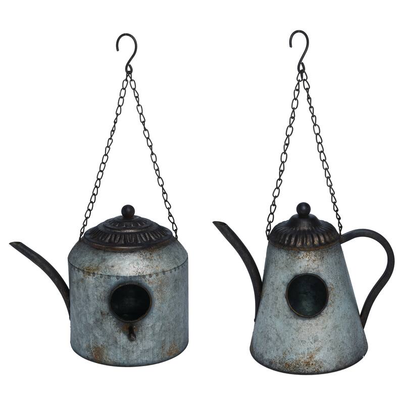 Transpac Metal Rustic Teapot Set of 2 Spring Home Decorations