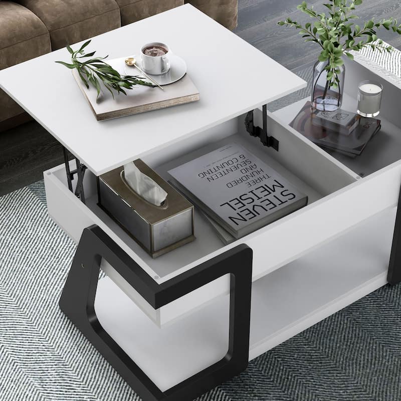 DH BASIC Contemporary White 49-inch Lift-top Coffee Table by Denhour