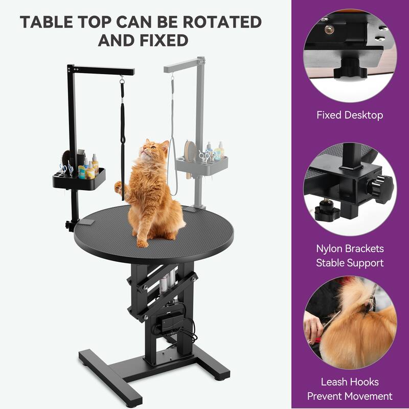 Electric Lift Dog Grooming Table 24" Rotating Desktop Pet Grooming Table for Small Dogs Cats - 24''
