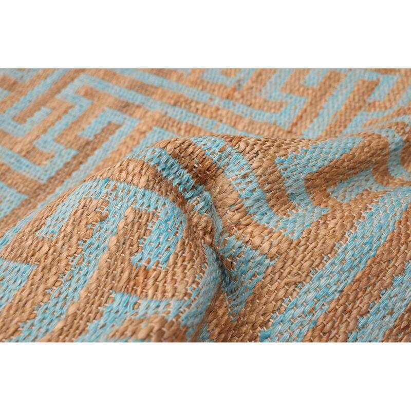 ECARPETGALLERY Flat-Weave Palas Denizli Light Blue, Tan Kilim - 5'3 x 7'6