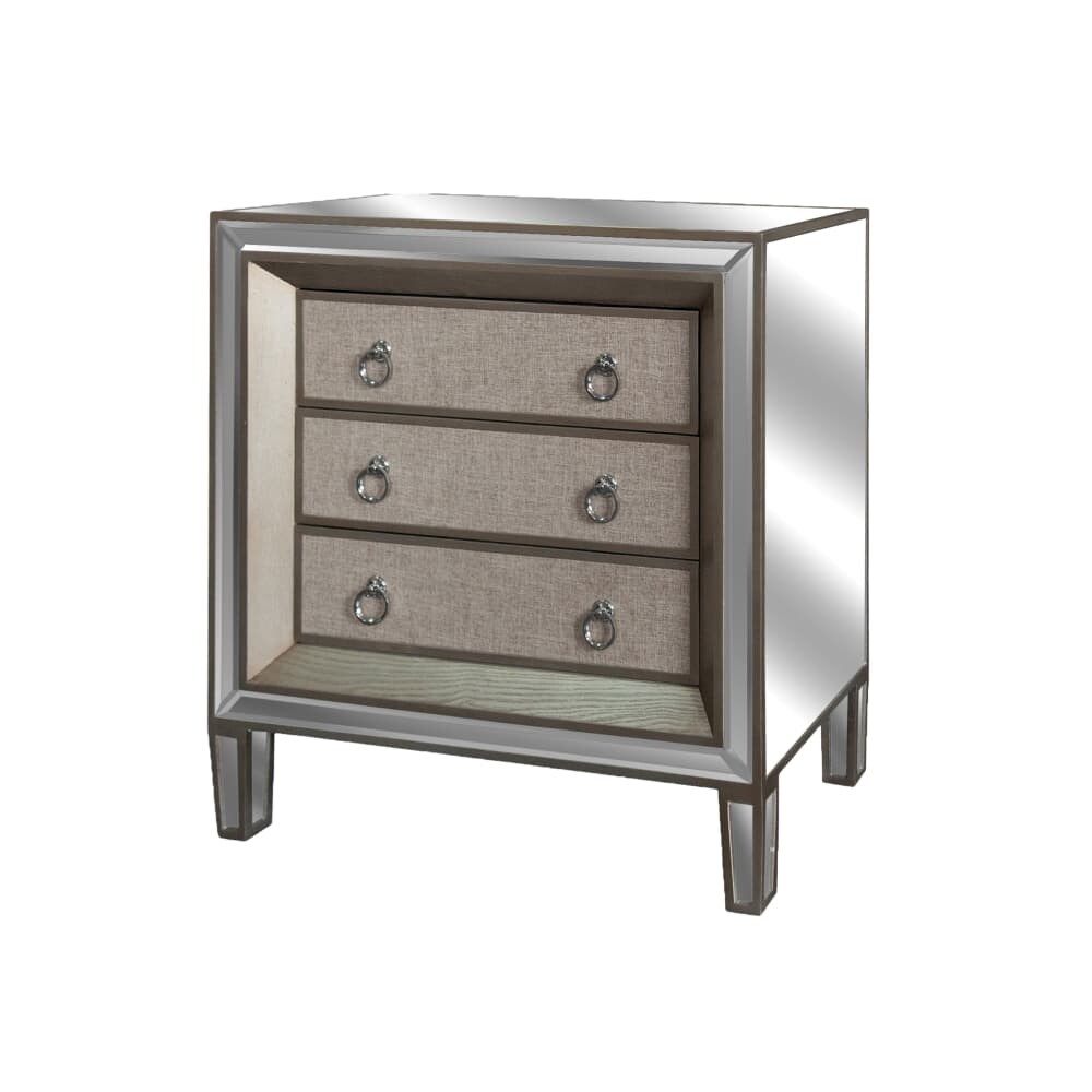 Shop Delacora Bs Iab0003 River 32 5 16 Wide 3 Drawer Wood Nightstand Mirrored Overstock 22339886
