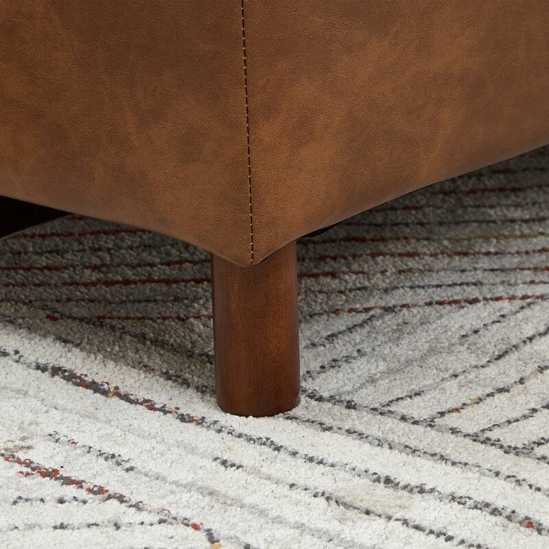 Roomfitters 112" Modern Extra Large 4-Seater Sofa, PU Leather Sectional Couch with Solid Wood Legs for Living Room