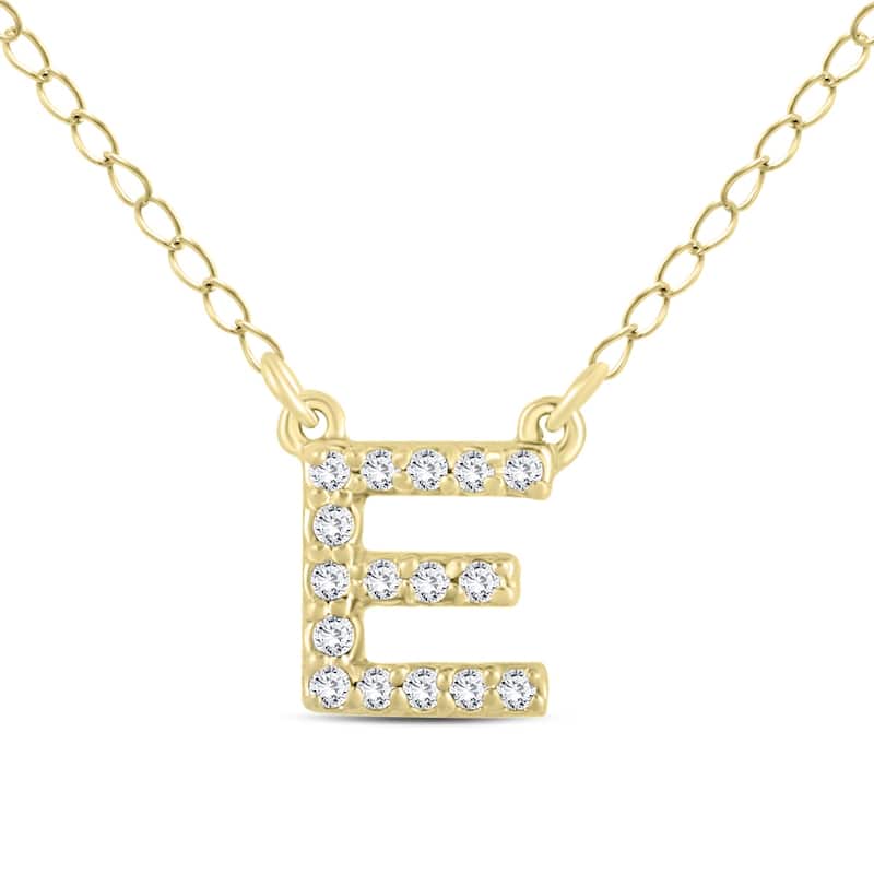 Marquee 1/10 Carat TW E Initial Diamond Pendant in 10K Yellow Gold