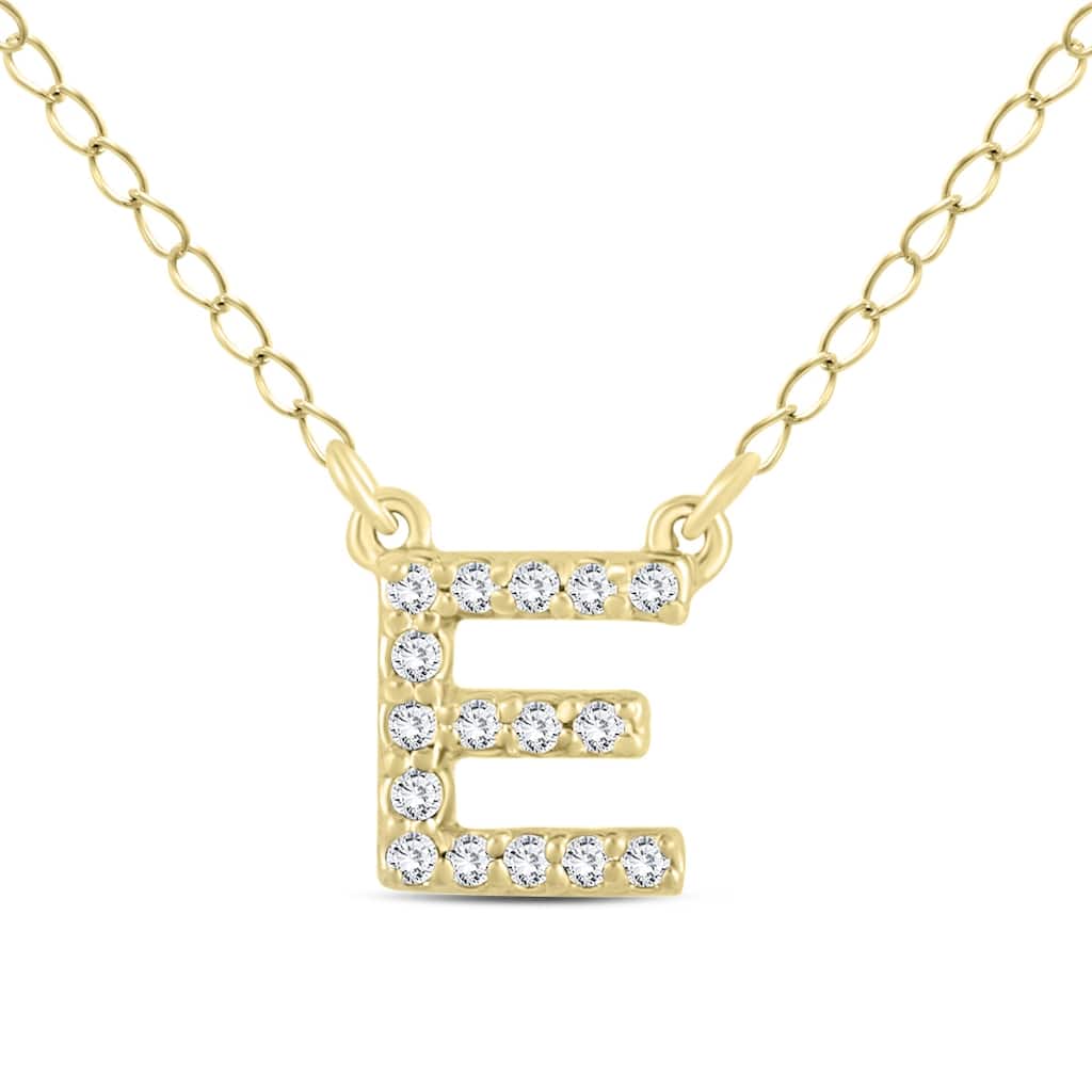 Marquee 1/10 Carat TW E Initial Diamond Pendant in 10K Yellow Gold