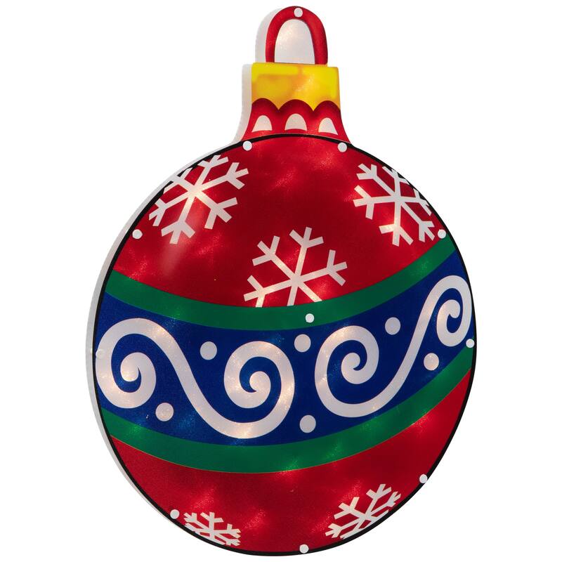 19.5" Lighted Red Christmas Ornament Window Silhouette