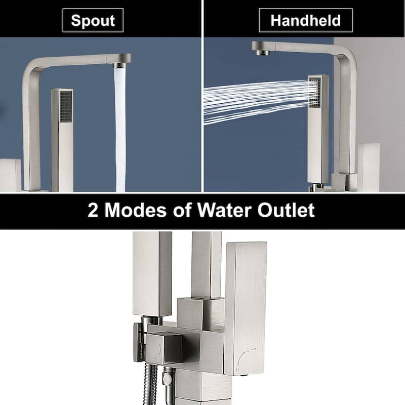 Topcraft Floor Mounted Bathtub Filler with Handheld Showerhead