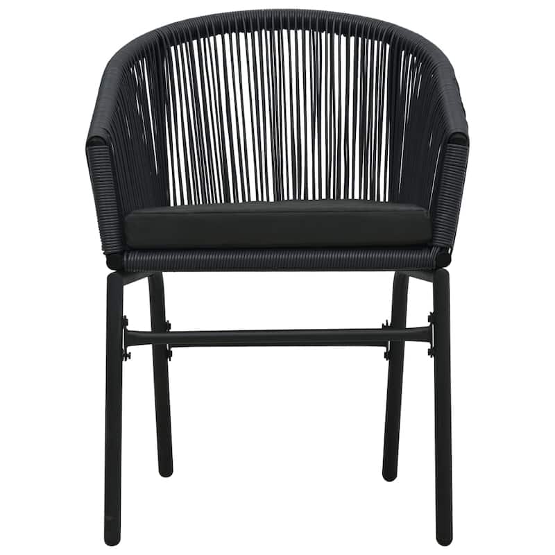 vidaXL Patio Chairs 2 Pcs Wicker Patio Dining Chair with Cushion PE Rattan