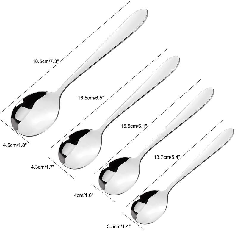 Stainless Steel Spoons 4 in 1 for Cooking Soup Spoon Dining Spoons - Silver Tone