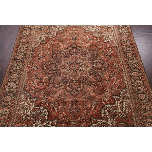 Shop Antique Floral Heriz Persian Area Rug Wool Handmade Living Room Carpet 9 9 X 12 7 Overstock 32224061