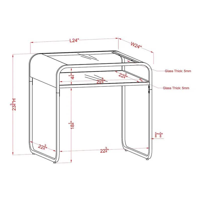 Watler Contemporary 24-inch Glass Top 1-Shelf Side Table by Furniture of America