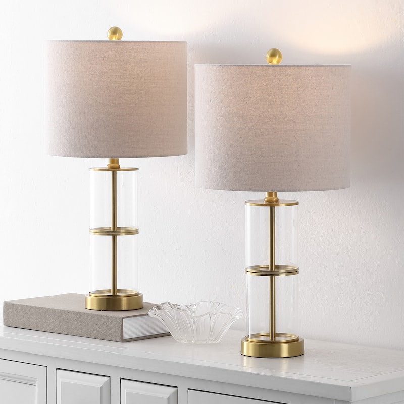 SAFAVIEH Couture Nalla, 23-inch, Table Lamp - 12"W x 12"D x 23"H - Clear/Brass