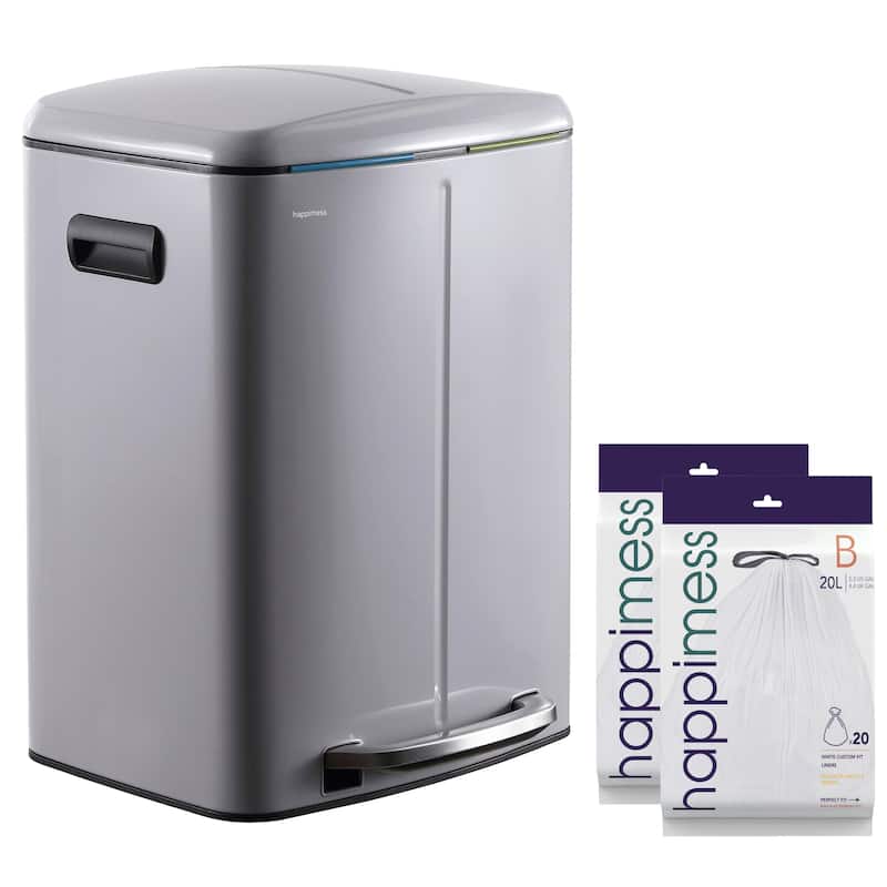 happimess 10.6-Gallon Double Bucket Trash Can with Soft Close Lid