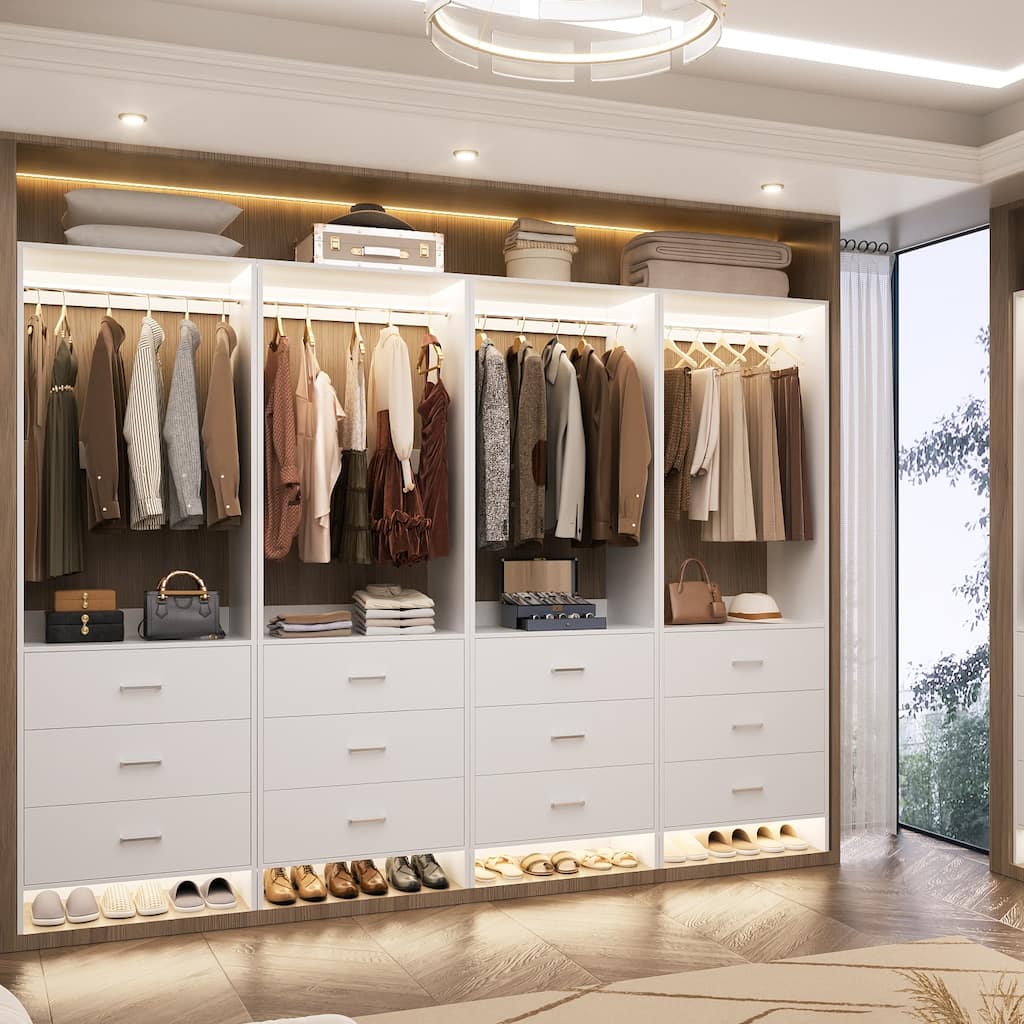 Cimly Freestanding Closet System with Wood Drawers, Organizer Wardrobe for Walk-in and Reach-in Closet