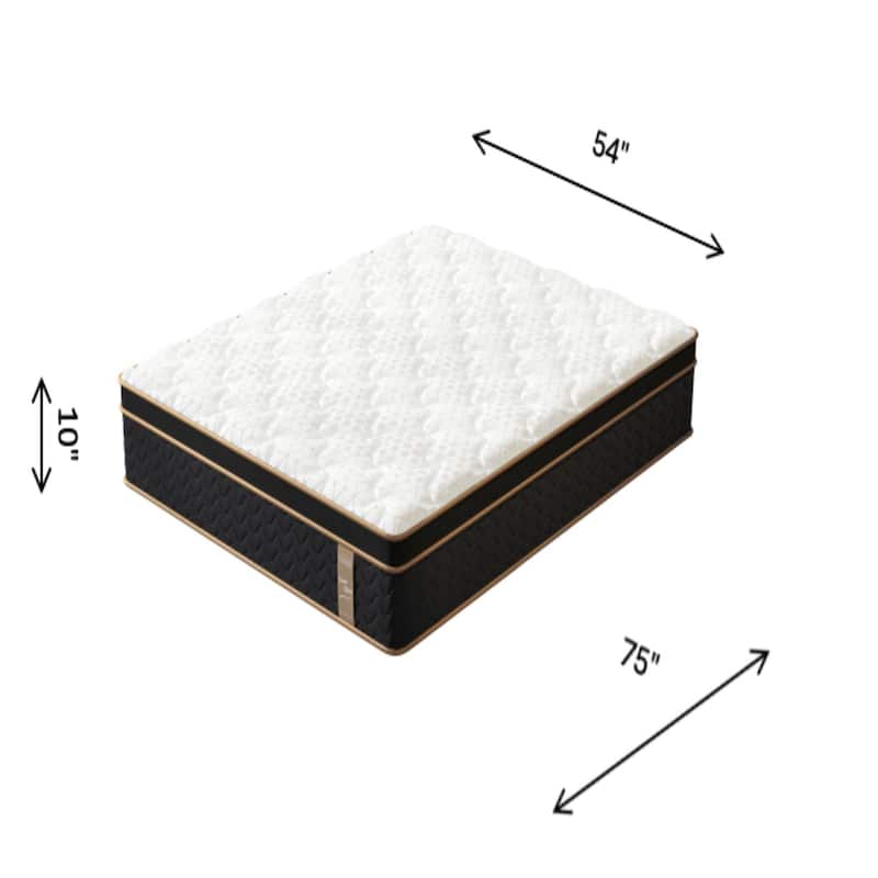 10" Full Plush Hybrid Mattresses with Independently Encased Coils & Gel Memory Foam, Fiberglass-Free