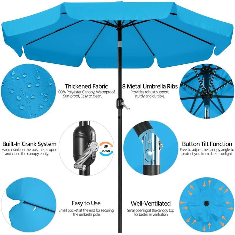 Yaheetech 9ft Outdoor Umbrella Market Umbrella with Push Button Tilt and Crank