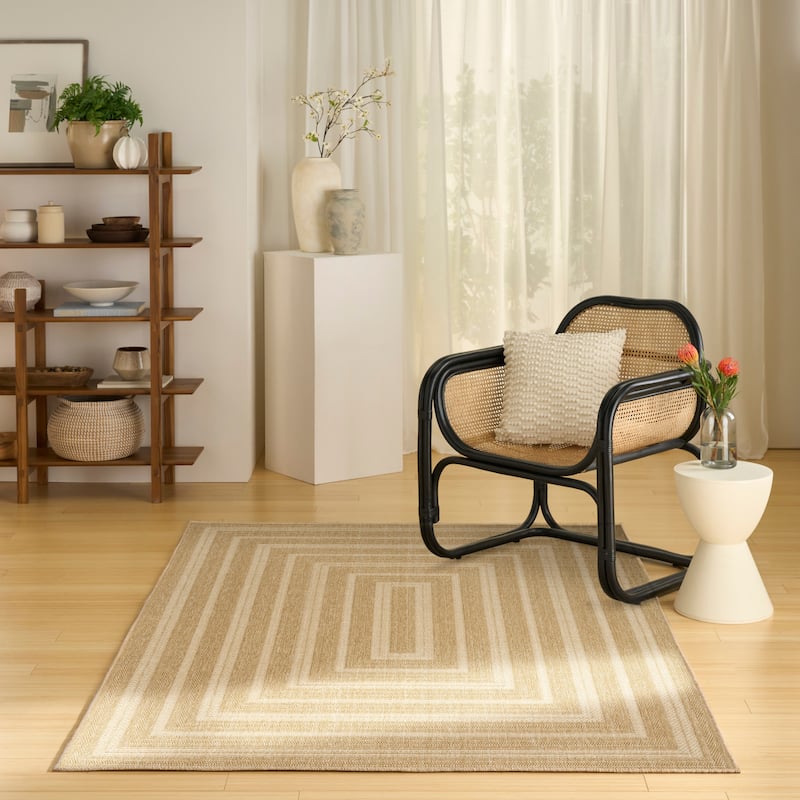 Nourison Tulum Indoor/Outdoor Geometric Area Rug - 4' x 6' - Taupe/Ivory