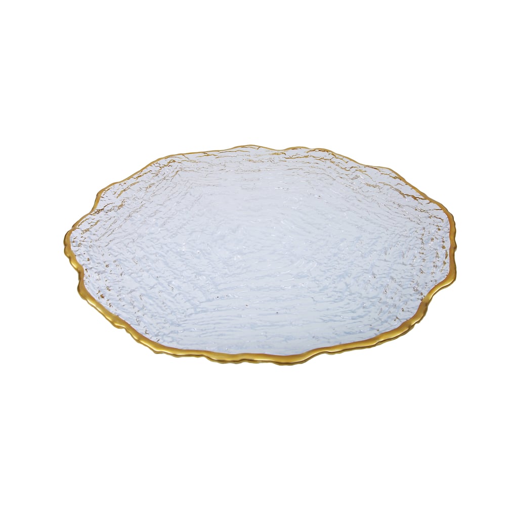 Alice Pazkus Set Of Four 13" Ocean Wave Plates With Gold Line