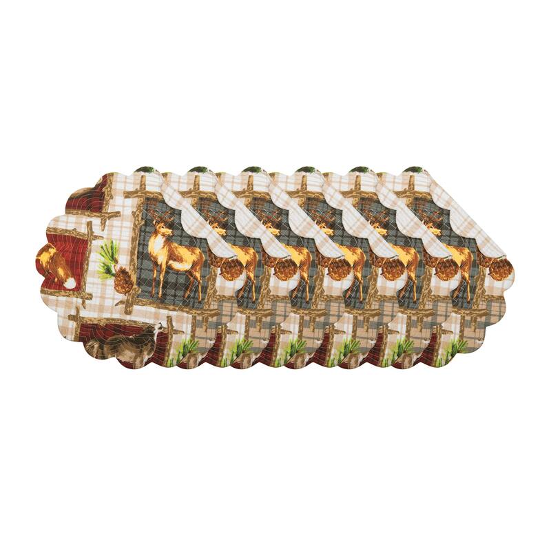 Bryson Retreat Round Woven Reversible Rustic Lodge Placemat Set of 6 - Set of 6
