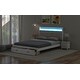 preview thumbnail 5 of 10, Queen Platform Bed with Upholstered LED Headboard & 2-Storage Drawers, Antique White