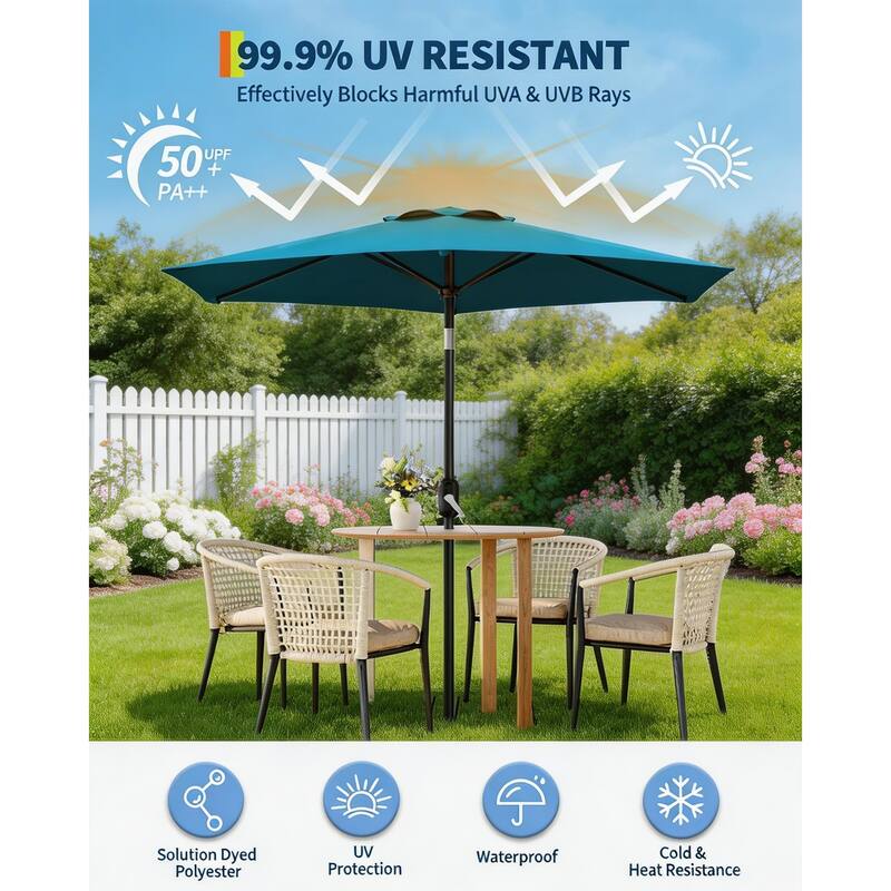 10ft Outdoor Patio Umbrella, with Crank Lift & Push Button Tilt, UV Protection Waterproof