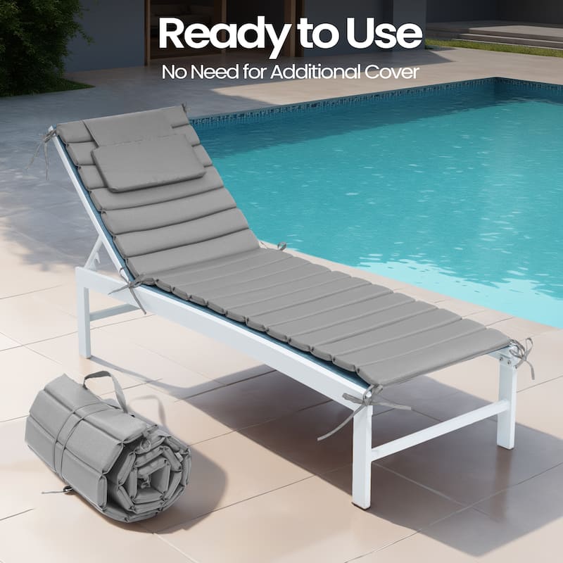 Pellebant Outdoor Chaise Lounge Cushions Patio Lounger Pad with Straps
