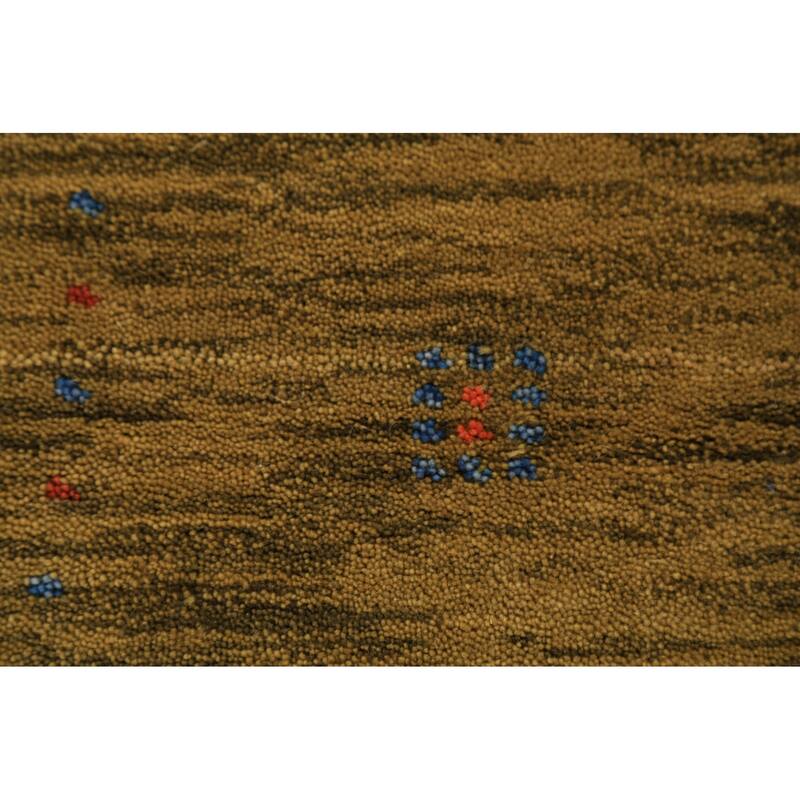 Green Gabbeh Indian Foyer Rug Handmade Wool Carpet - 2'11" x 4'10"