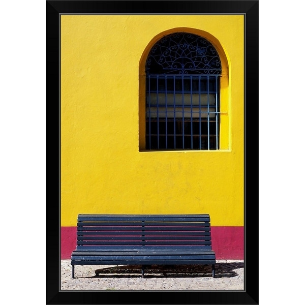 "Window and bench, Buenos Aires, Argentina" Black Framed Print