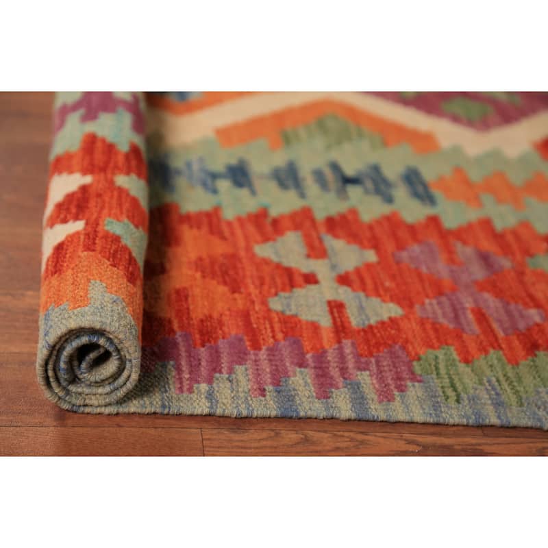 South Western Style Kilim Oriental Rug Hand-Woven Wool Carpet - 8'1"x 9'9"