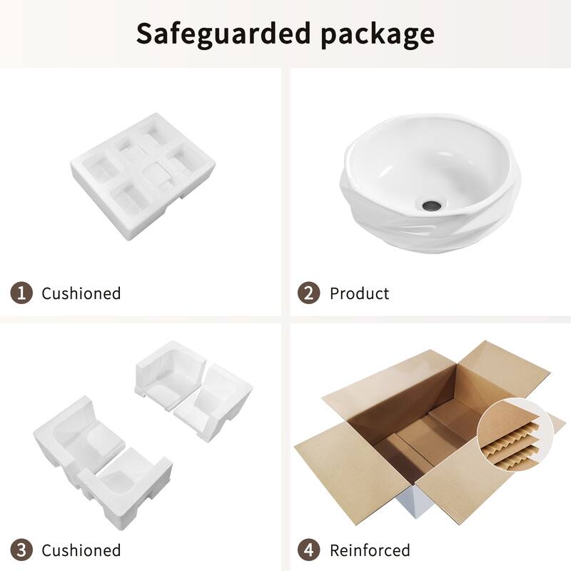 GDFStudio - Arlo Artistry Compact Modern Textured Ceramic Vessel Sink with Bas Relief Surface, No Drain and Faucet Hole