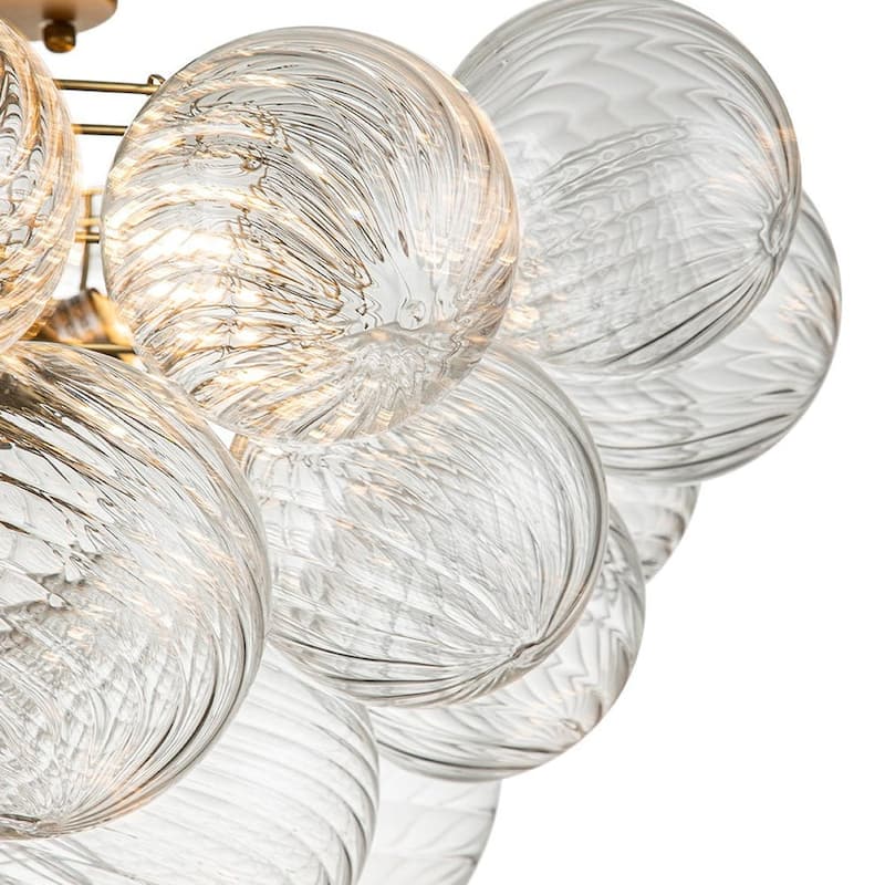 Modern Ribbed Glass Globe Cluster Bubble Semi Flush - Brass, Nickel