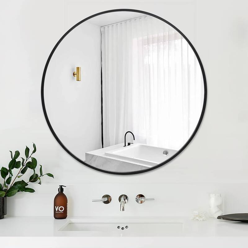 Round Mirror Wall Mounted, Circle Bathroom Vanity Wall Mirror with Metal Frame - 16/20/24/30/32/36"