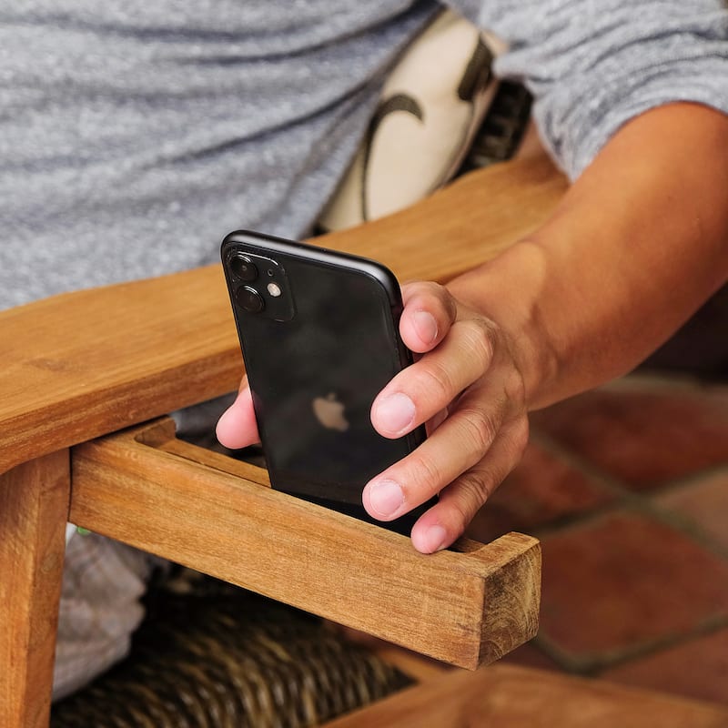 Cambridge Casual Camden Teak Patio Adirondack Chair Set with Padded Woven Seat - FREE Patio Cover