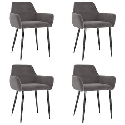vidaXL Dining Chairs 4 pcs Dark Gray Velvet - 22" x 22" x 30.7"