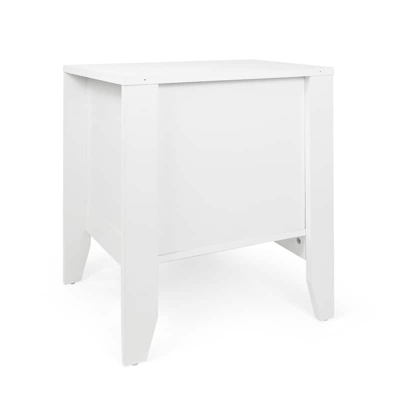 Contemporary Faux Wood Nightstand with Storage and Functional Design