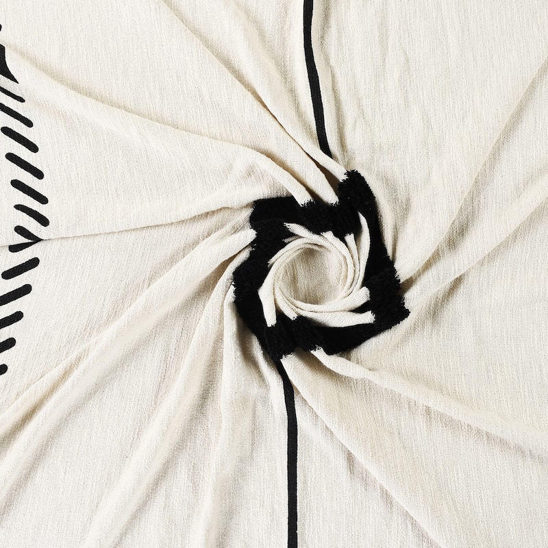 Sevita Modern Boho Tufted Diamond Bordered Cotton Standard Size Throw Blanket