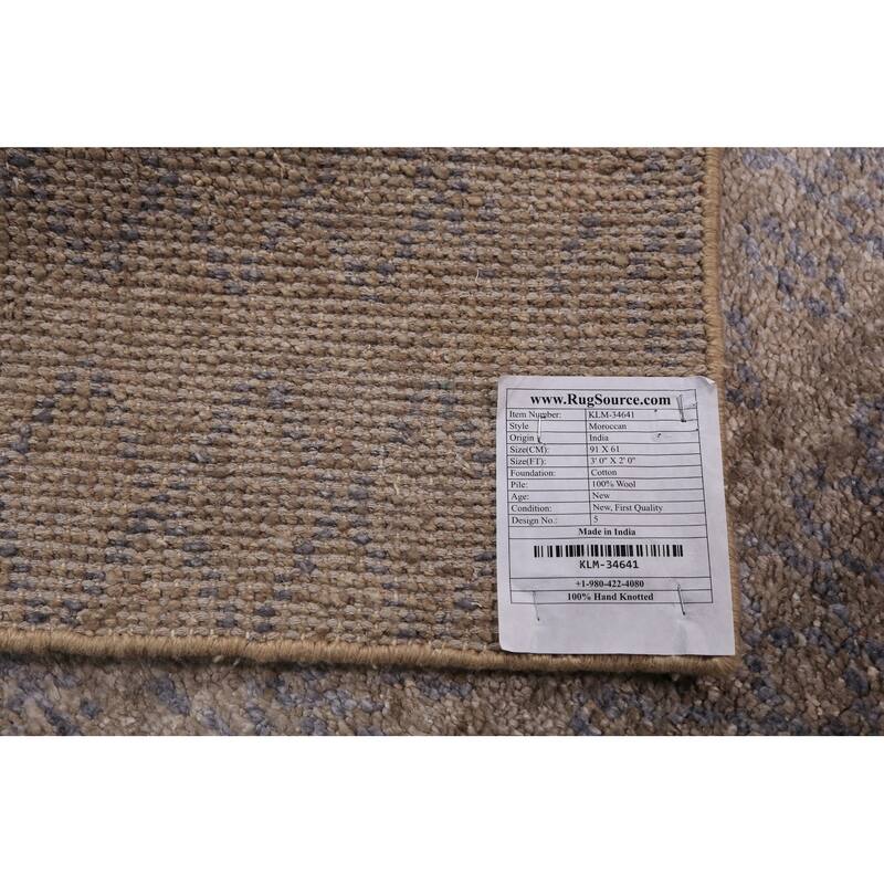 Moroccan Indian Foyer Rug Handmade Wool Carpet - 2'0"x 3'0"