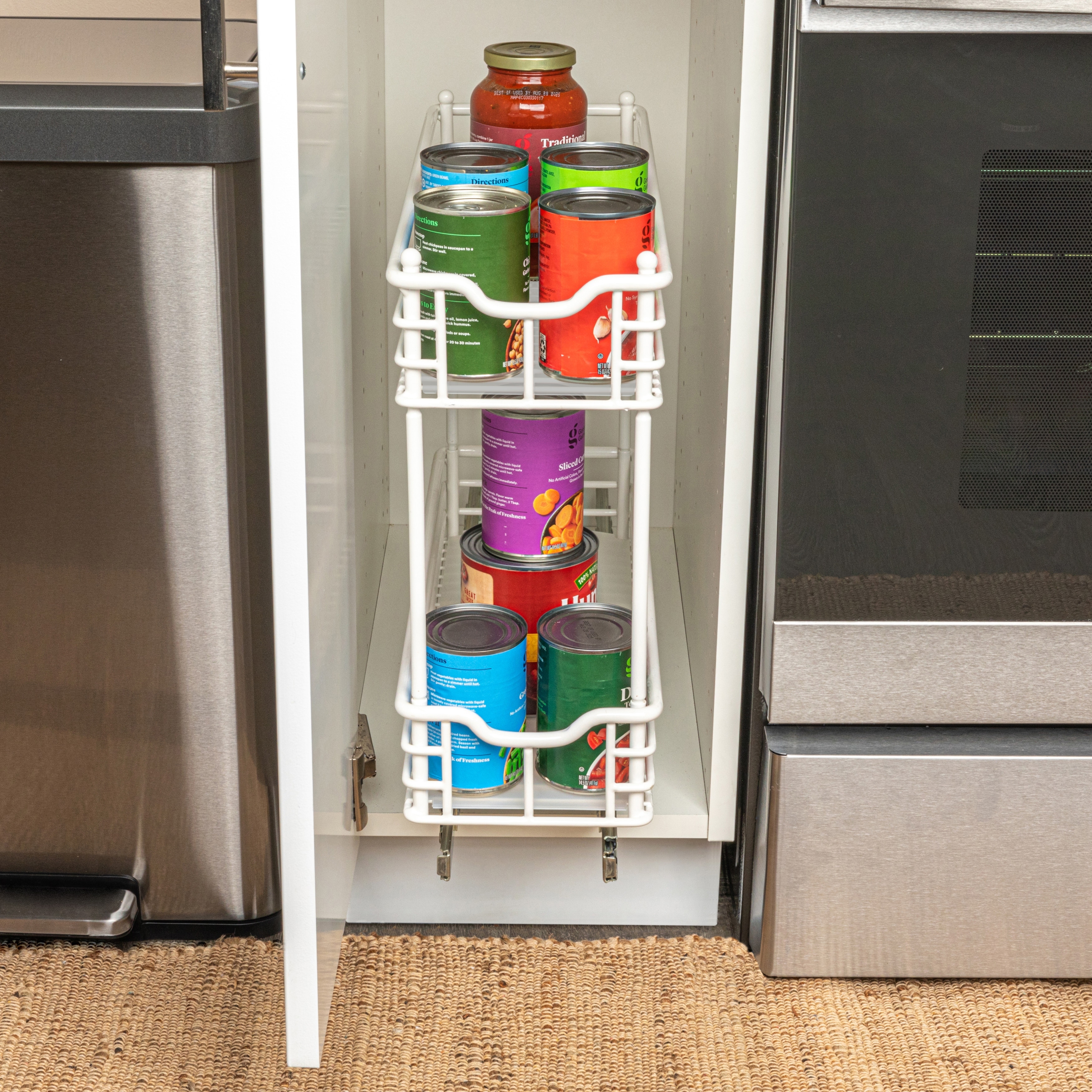  Household Essentials Narrow Sliding Cabinet Organizer, Two Tier  Chrome Organizer, Chrome, Great for Slim Cabinets in Kitchen, Bathroom and  More : Home & Kitchen
