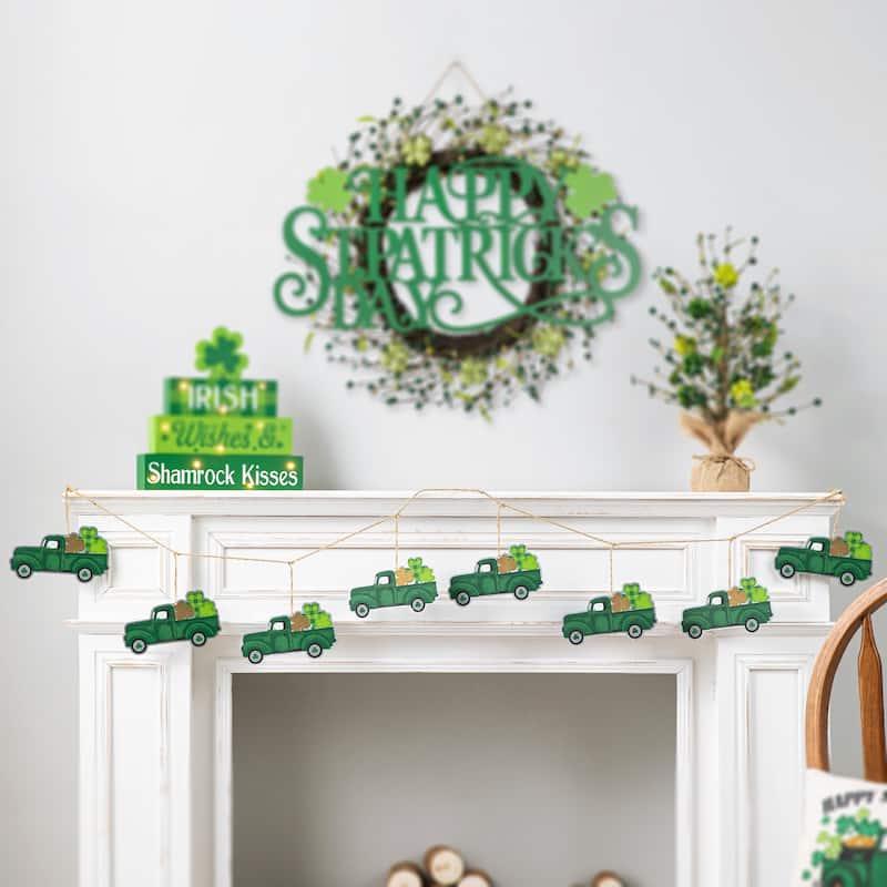 Glitzhome 72"L St. Patrick's Day Holiday Shamrocks Garland