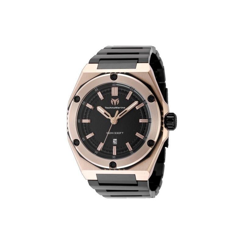 Technomarine Men's TM-416063 CORAL Quartz 3 Hand Black Dial Watch