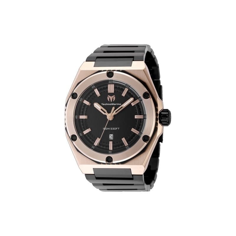 Technomarine Men's TM-416063 CORAL Quartz 3 Hand Black Dial Watch