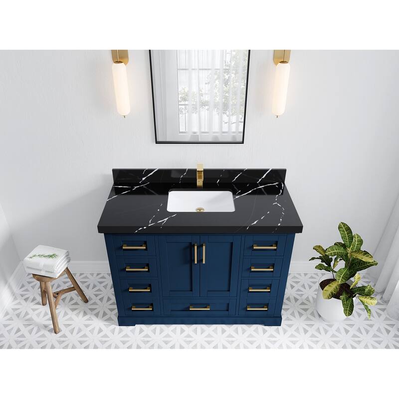 Willow Collection 48 in W x 22 in D x 36 in H Boston Single Bowl Sink Bathroom Vanity with Countertop