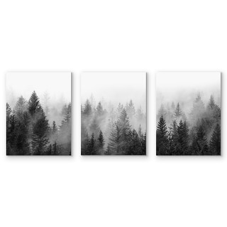 Americanflat 3 Piece 8x10 Wrapped Canvas Set - Foggy Forest Mist by ...