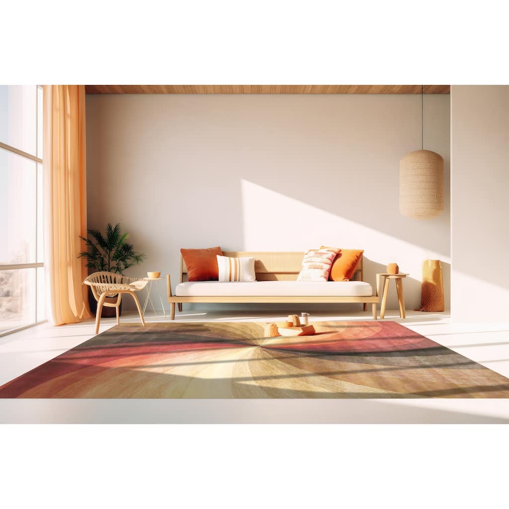 Home Decor EORC Hand-Tufted Wool Swirl Rug, Multicolored Vibrant & Stylish Area Rug for Adding Playful Elegance to Your Living