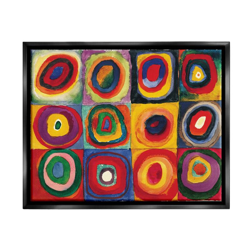Stupell Modern Circle Shapes Aligned Abstract Swirl Pattern Floater Frame, Design by Wassily Kandinsky - 21 x 17 - Black