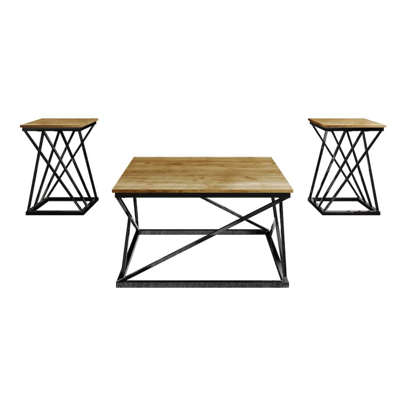 CraftPorch Sophisticated 3- Pieces Coffee Table Set - Light Oak - 7'6" x 10'9" - Wood
